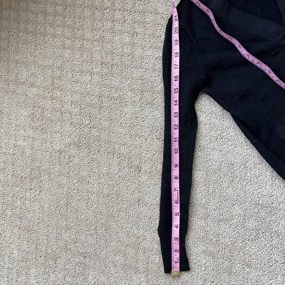 J. Crew Cardigan Black V Neck Pockets Merino Wool Tight Knit Ribbon Trim Size XS - Picture 10 of 10